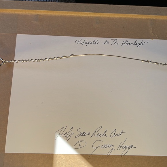 Ginny Hogan Petroglyps Art Framed and signed. Kokopelli On the Moonlight - Picture 4 of 5